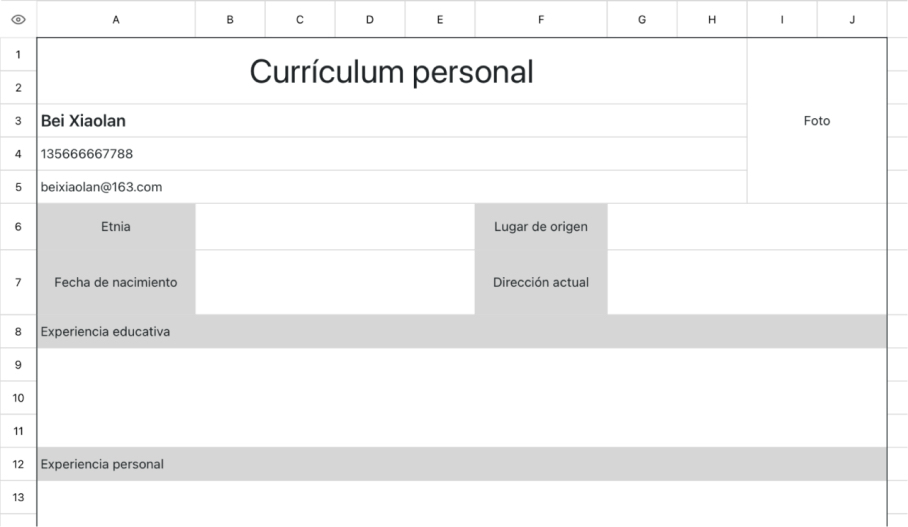 Currículum personal gris claro